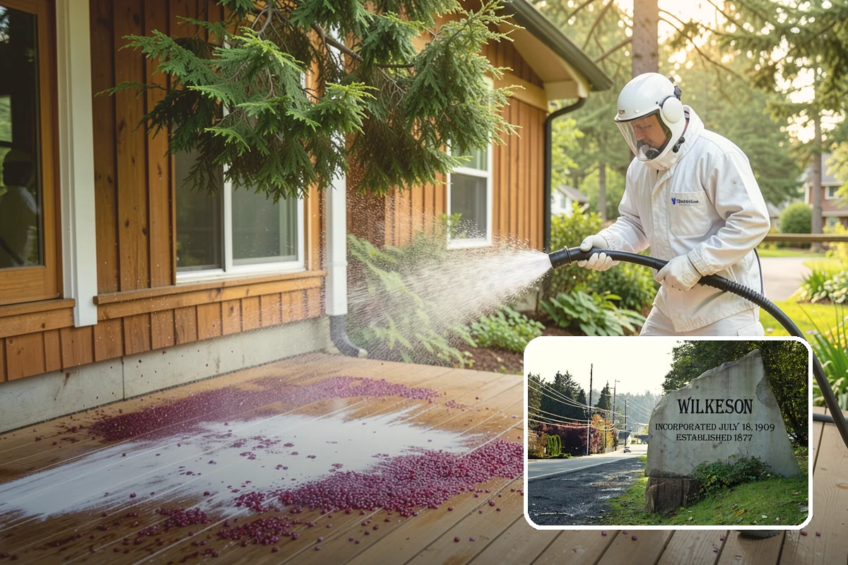 Awning Cleaning in Wilkeson, Pierce County, WA - Removes mildew streaking common to wet Northwest summers