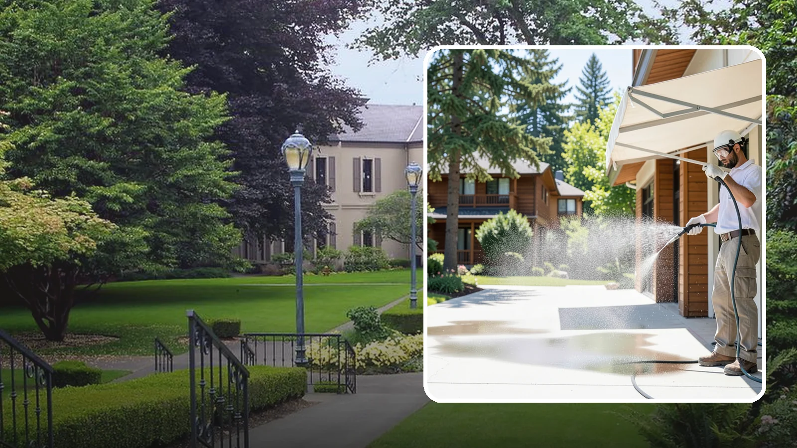 Awning Cleaning in Woodinville, King County, WA - We soft wash fabric and metal awnings to strip the black streaks and mildew that Northwest moisture leaves behind.