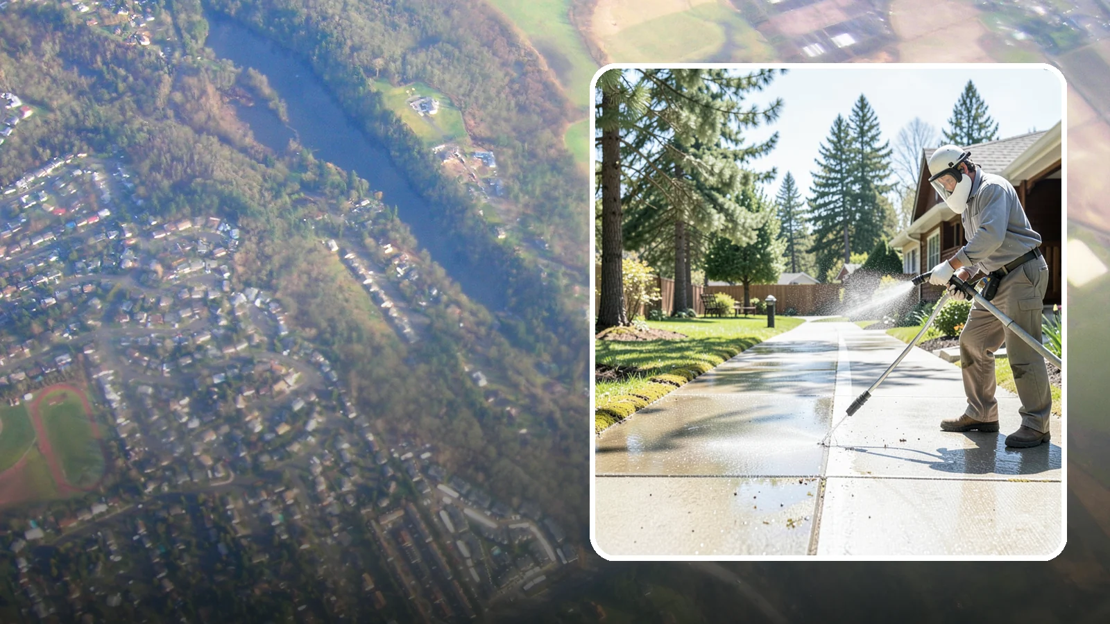 Backyard Pathway Cleaning in Algona, King County, WA - Clear shaded backyard pathways where Northwest moss and mud build up fastest.