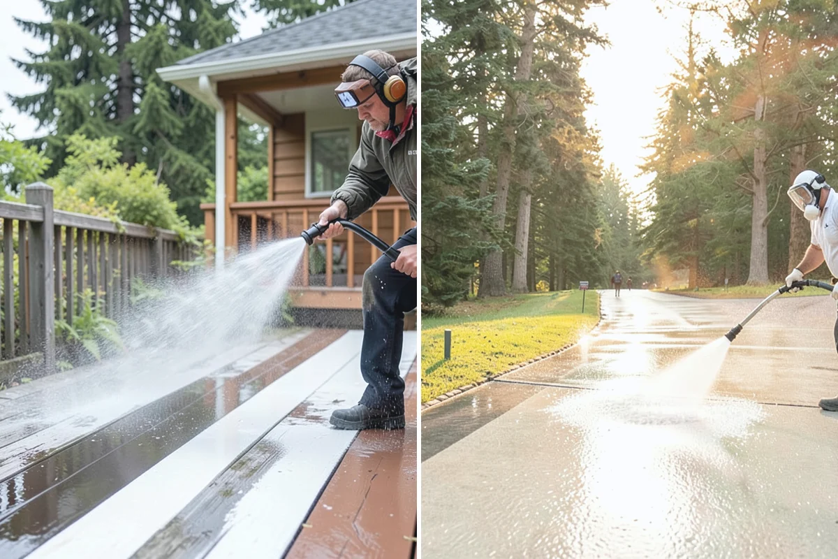 Backyard Pathway Cleaning in Bonney Lake, Pierce County, WA - Clear organic litter and trim back encroaching growth