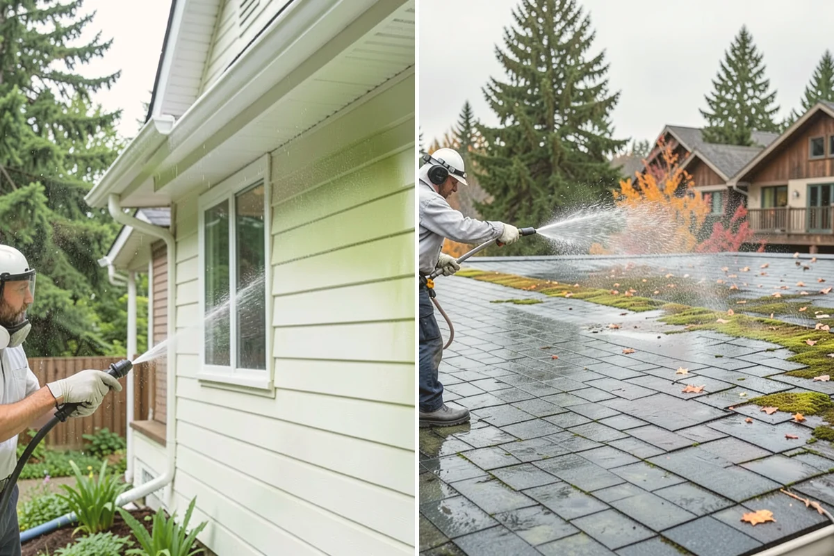 Backyard Pathway Cleaning in Bothell, King County, WA - Clear organic litter and trim back encroaching growth