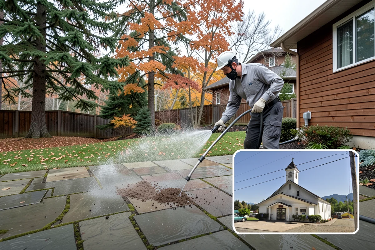 Backyard Pathway Cleaning in Concrete, Skagit County, WA - Restores safe footing on shaded garden routes