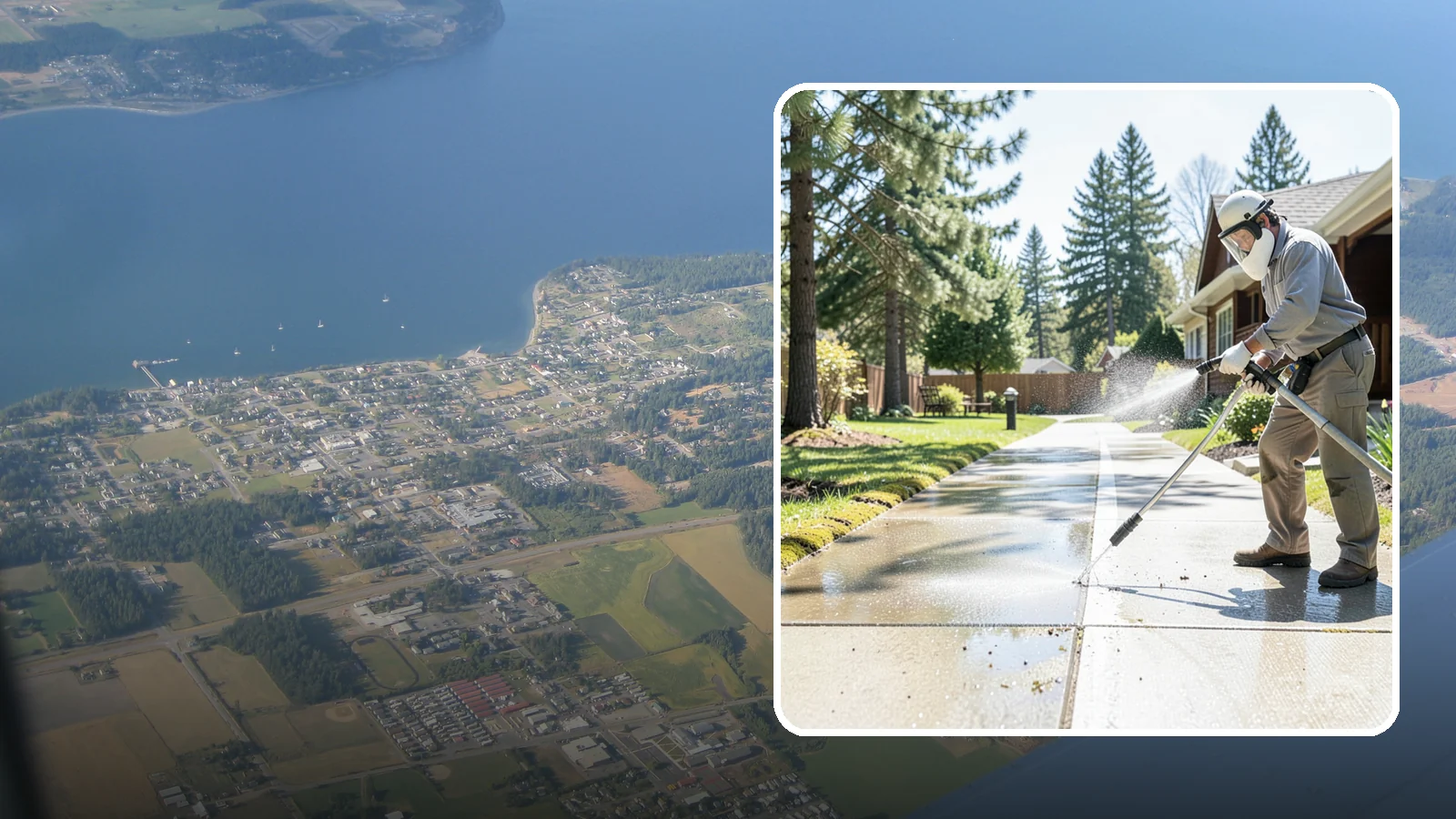 Backyard Pathway Cleaning in Coupeville, Island County, WA - Clear shaded backyard pathways where Northwest moss and mud build up fastest.