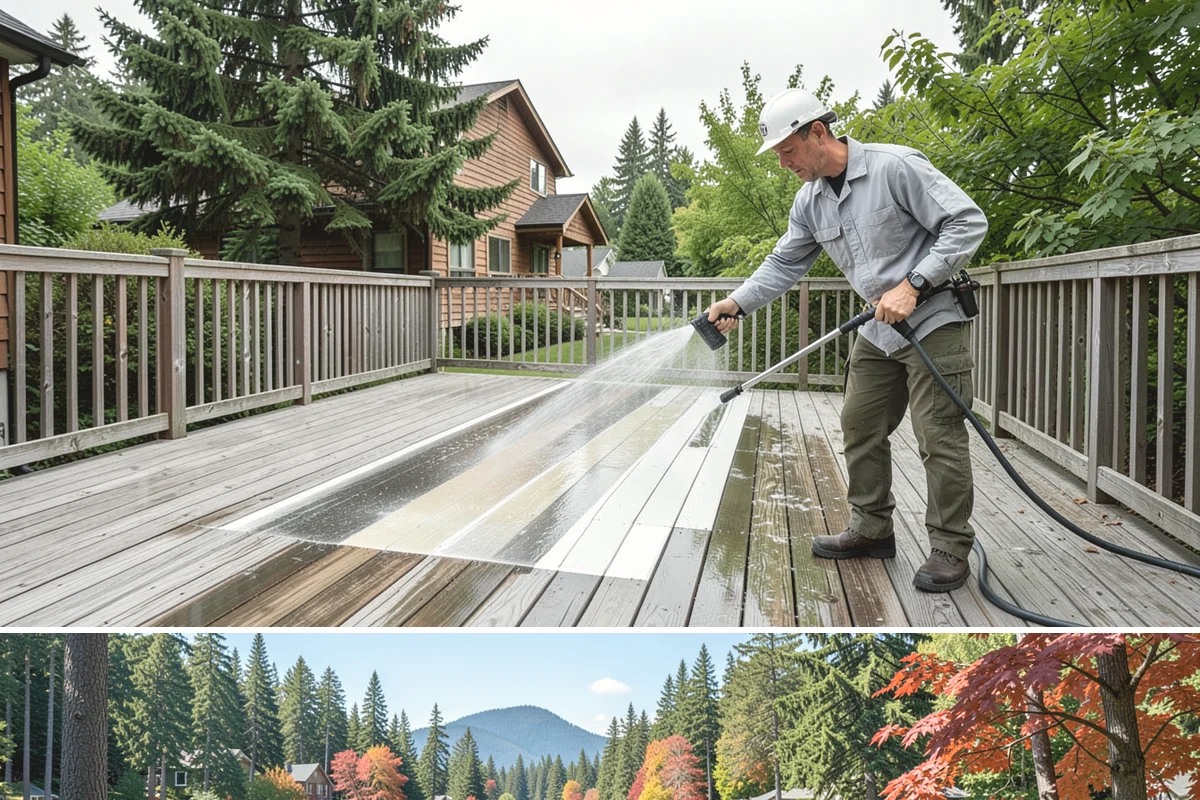 Backyard Pathway Cleaning in Covington, King County, WA - Backyard pathways benefit most from a summer clean once shaded ground has dried out.