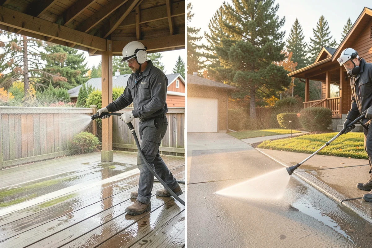 Backyard Pathway Cleaning in Edgewood, Pierce County, WA - Clear organic litter and trim back encroaching growth