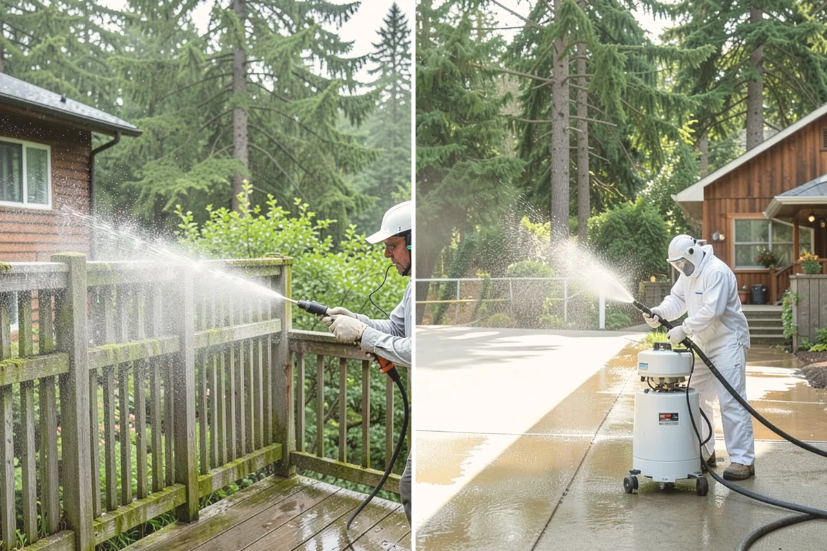 Backyard Pathway Cleaning in Edmonds, Snohomish County, WA - Clear organic litter and trim back encroaching growth