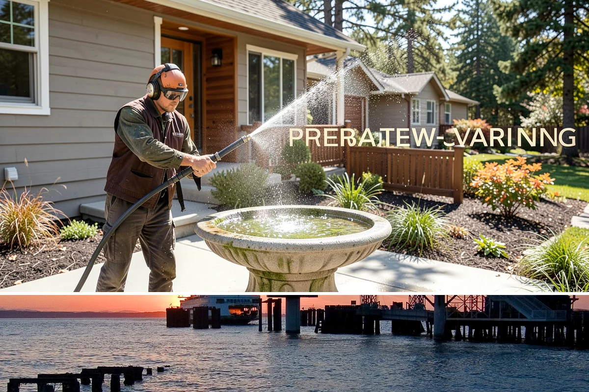 Backyard Pathway Cleaning in Edmonds, Snohomish County, WA - Backyard pathways benefit most from a summer clean once shaded ground has dried out.
