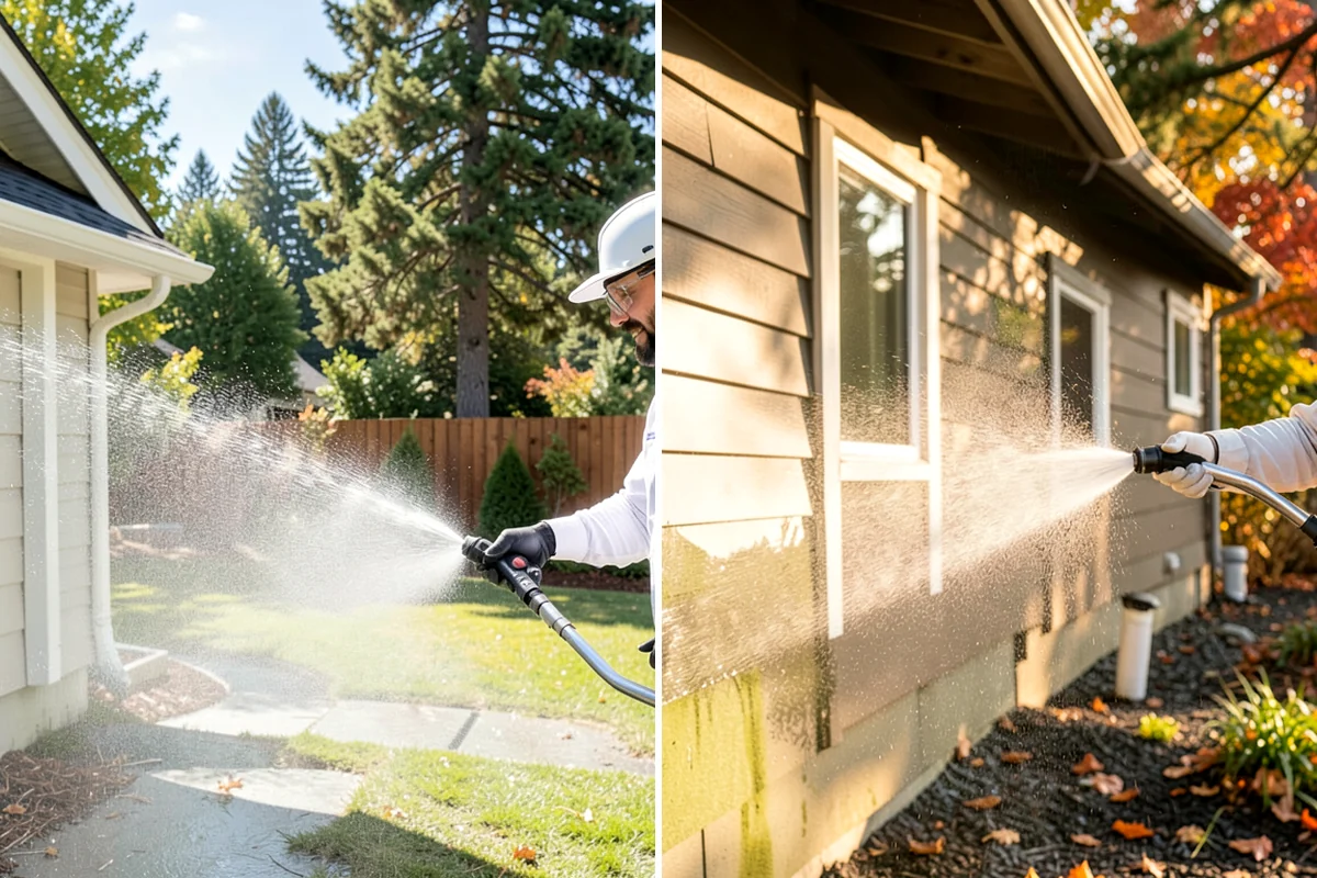 Backyard Pathway Cleaning in Enumclaw, King County, WA - Clear organic litter and trim back encroaching growth