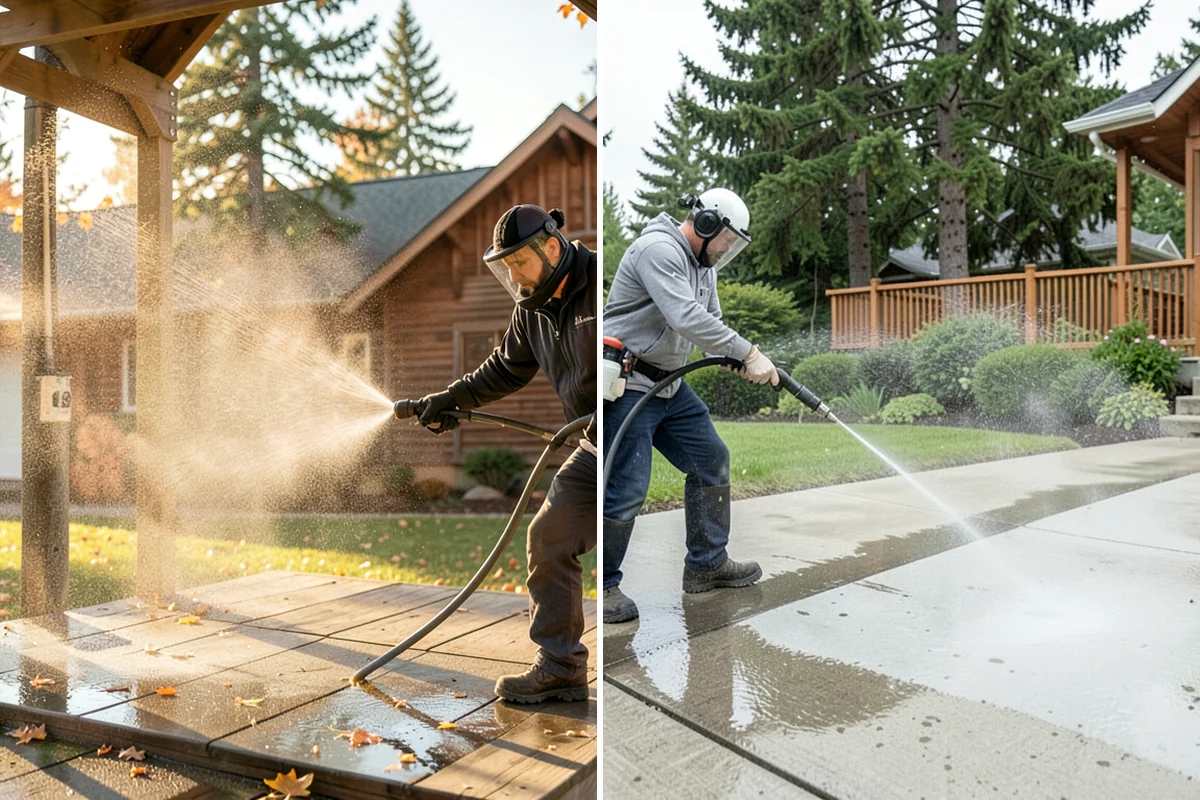 Backyard Pathway Cleaning in Everett, Snohomish County, WA - Clear organic litter and trim back encroaching growth