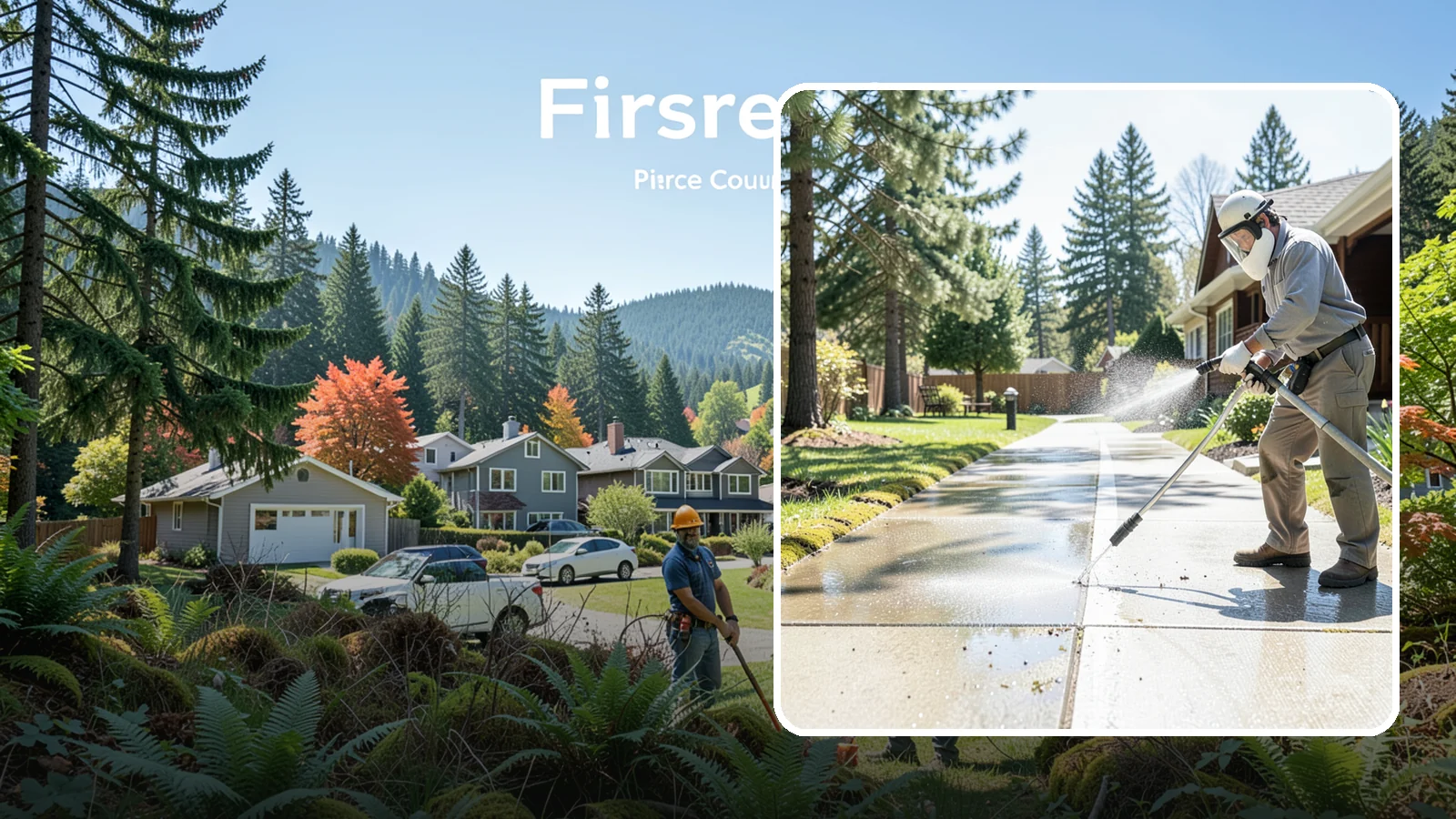 Backyard Pathway Cleaning in Fircrest, Pierce County, WA - Clear shaded backyard pathways where Northwest moss and mud build up fastest.