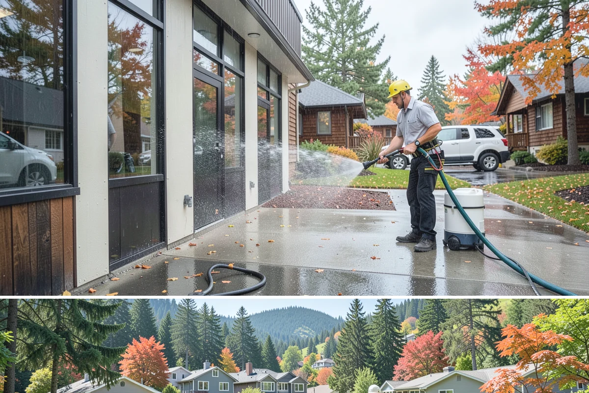 Backyard Pathway Cleaning in Fircrest, Pierce County, WA - Backyard pathways benefit most from a summer clean once shaded ground has dried out.
