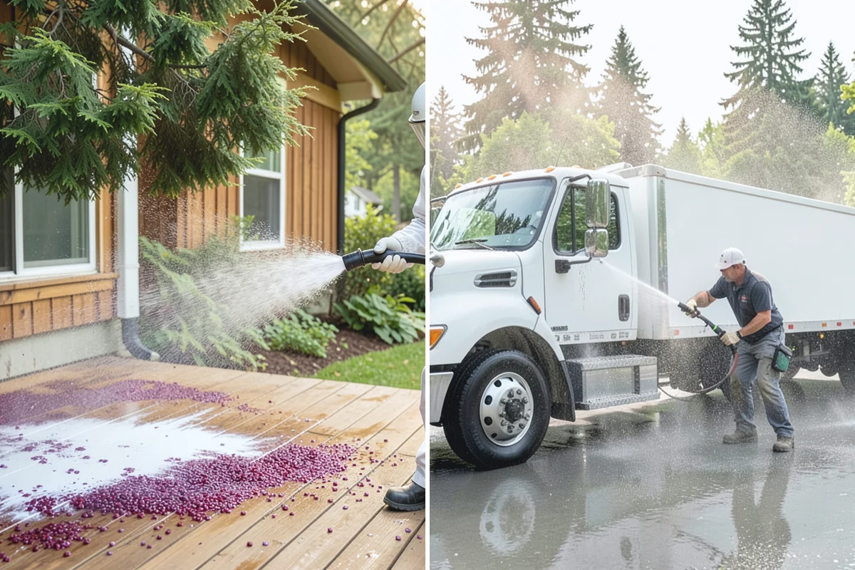 Backyard Pathway Cleaning in Granite Falls, Snohomish County, WA - Clear organic litter and trim back encroaching growth