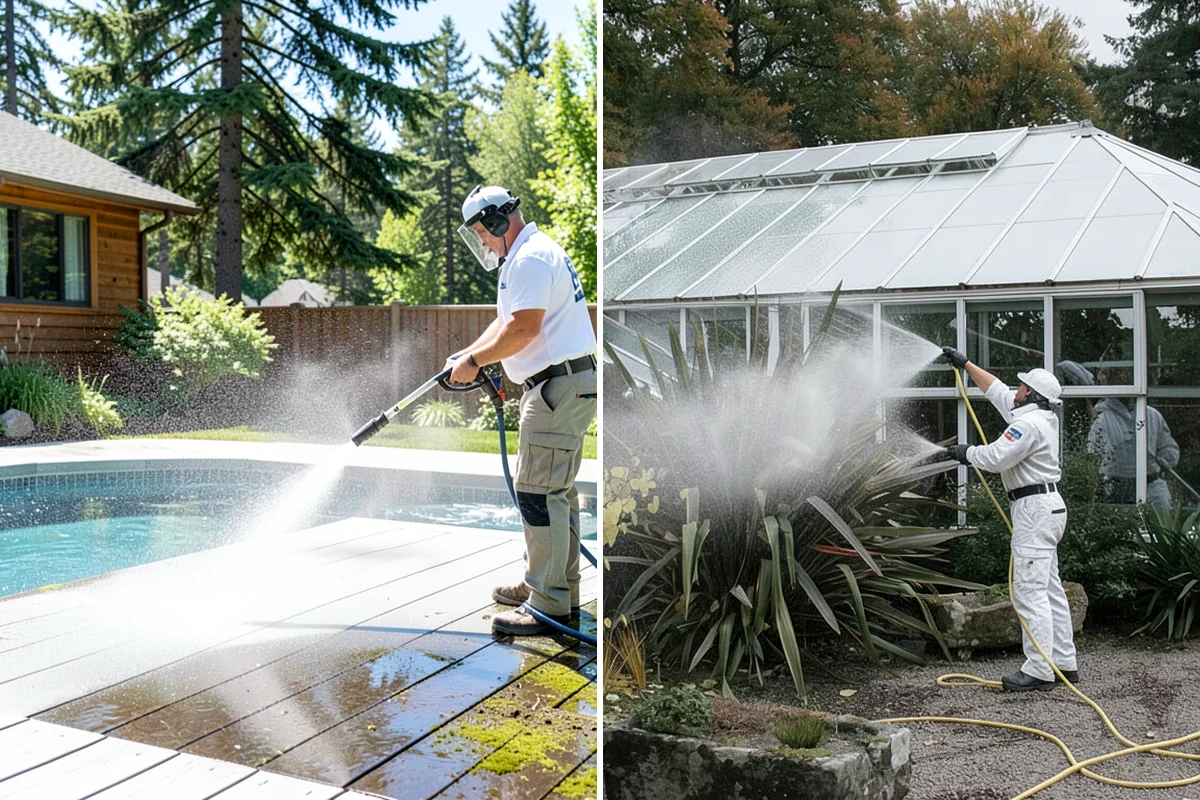 Backyard Pathway Cleaning in Kenmore, King County, WA - Clear organic litter and trim back encroaching growth
