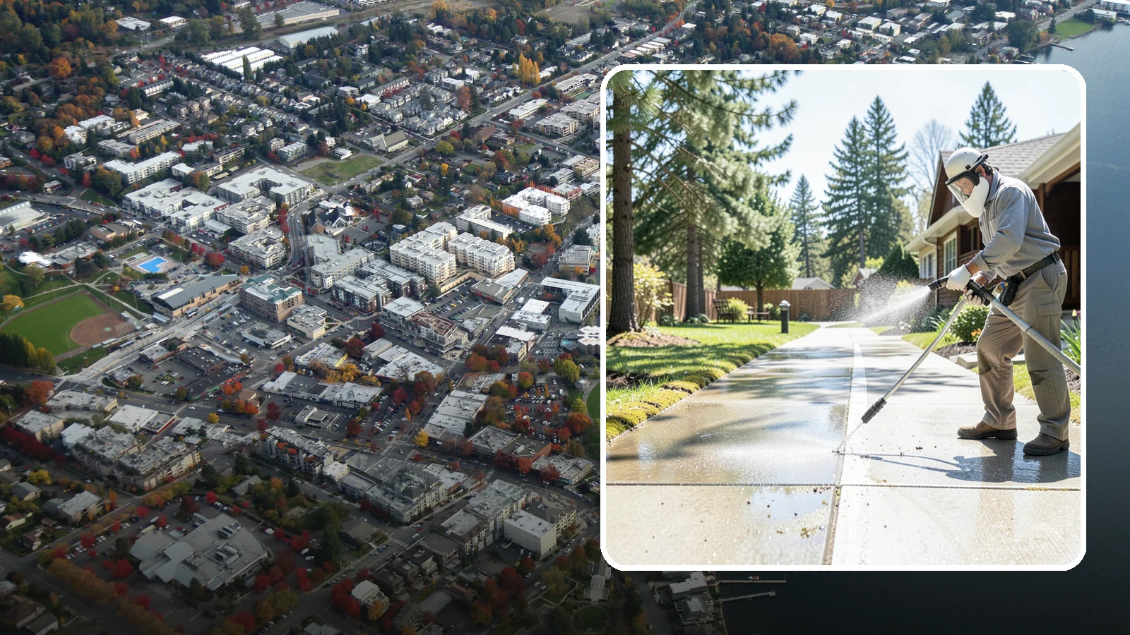 Backyard Pathway Cleaning in Kirkland, King County, WA - Clear shaded backyard pathways where Northwest moss and mud build up fastest.