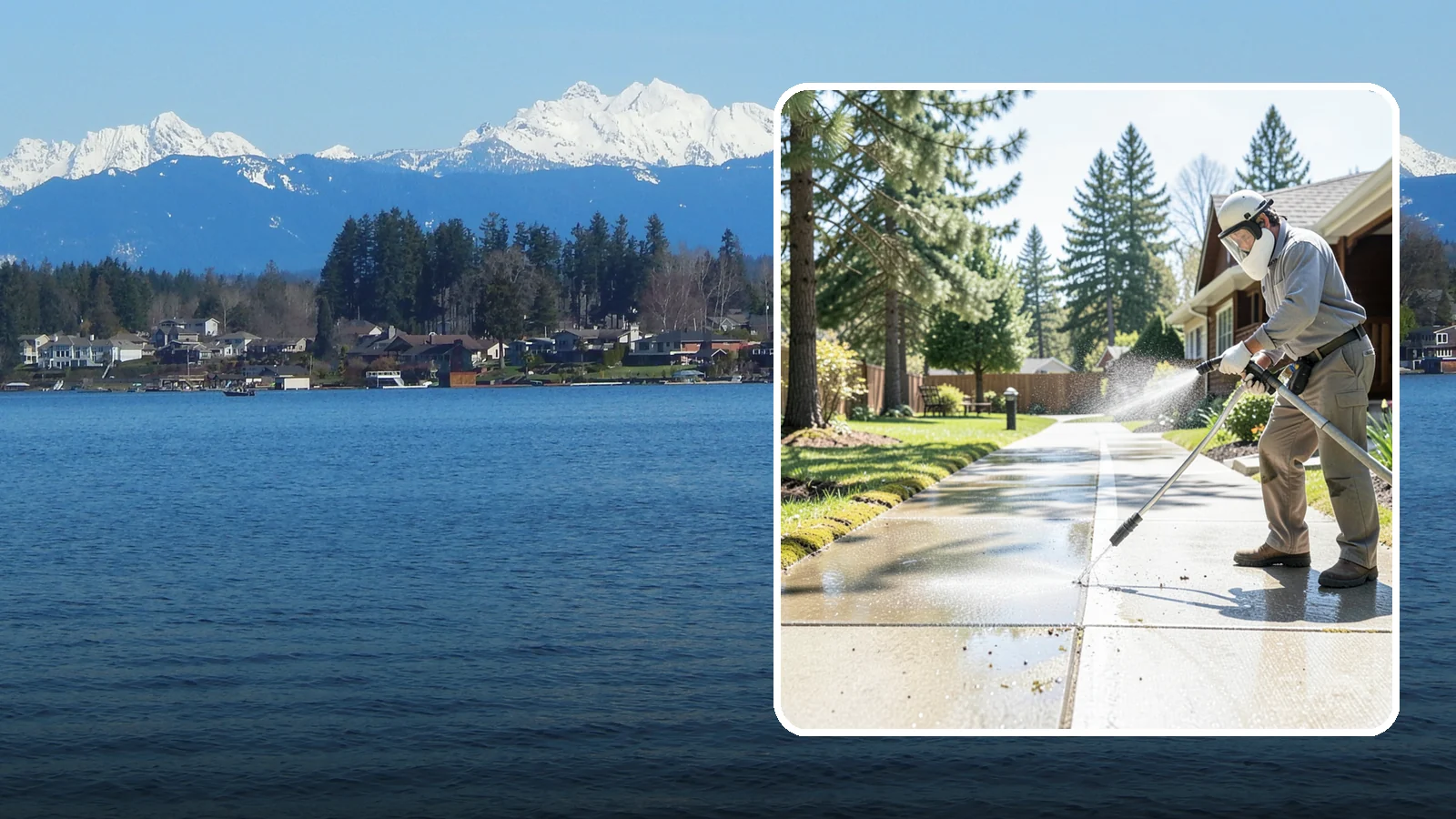 Backyard Pathway Cleaning in Lake Stevens, Snohomish County, WA - Clear shaded backyard pathways where Northwest moss and mud build up fastest.