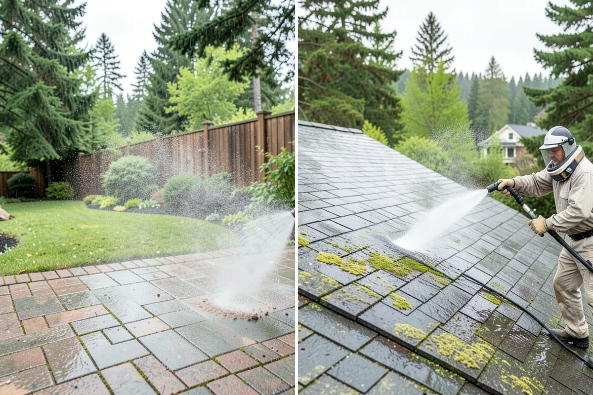 Backyard Pathway Cleaning in Lakewood, Pierce County, WA - Clear organic litter and trim back encroaching growth