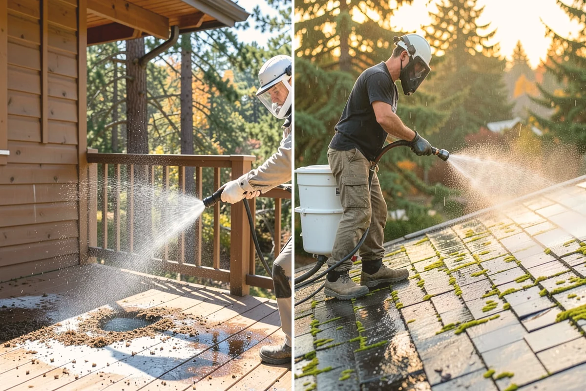 Backyard Pathway Cleaning in Lynnwood, Snohomish County, WA - Clear organic litter and trim back encroaching growth