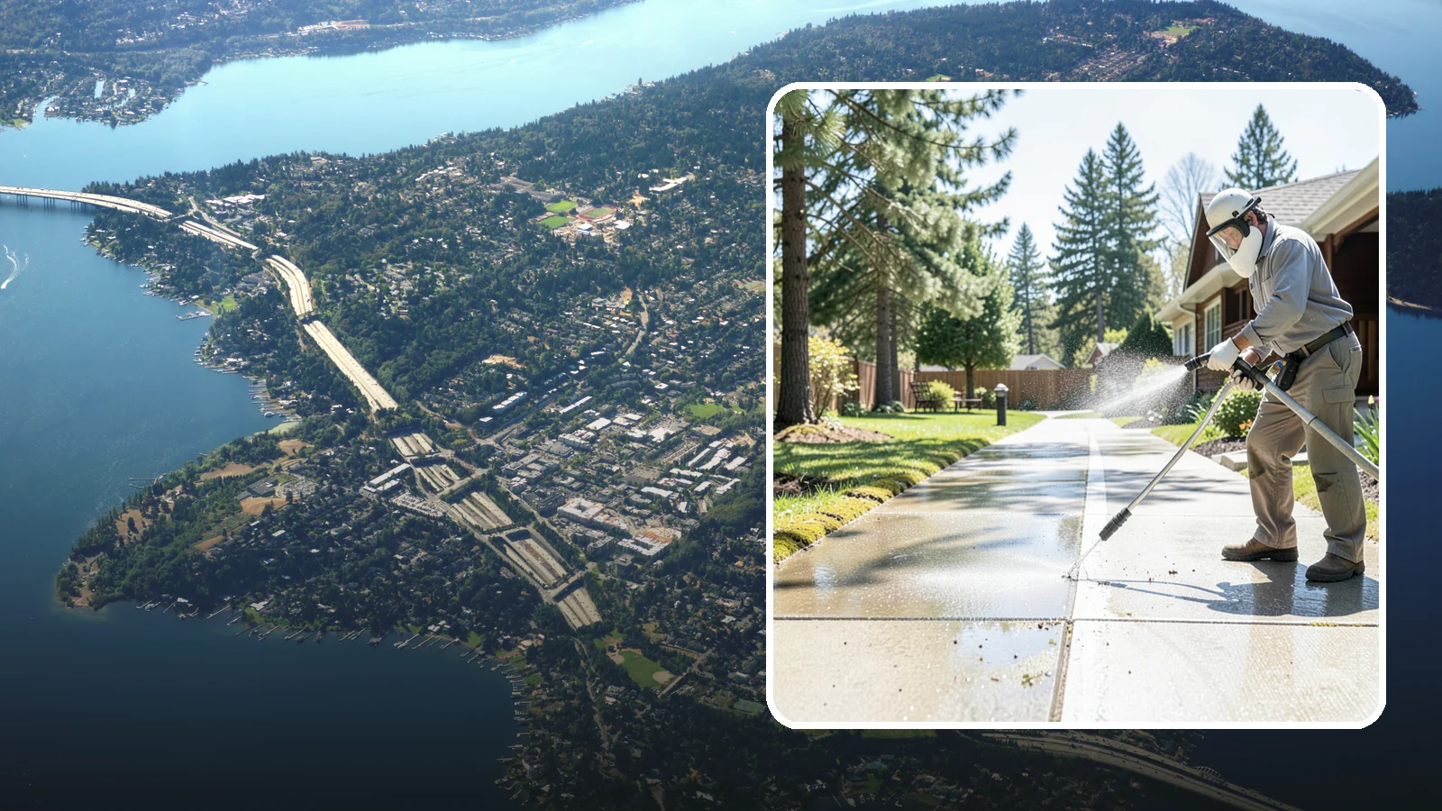 Backyard Pathway Cleaning in Mercer Island, King County, WA - Clear shaded backyard pathways where Northwest moss and mud build up fastest.