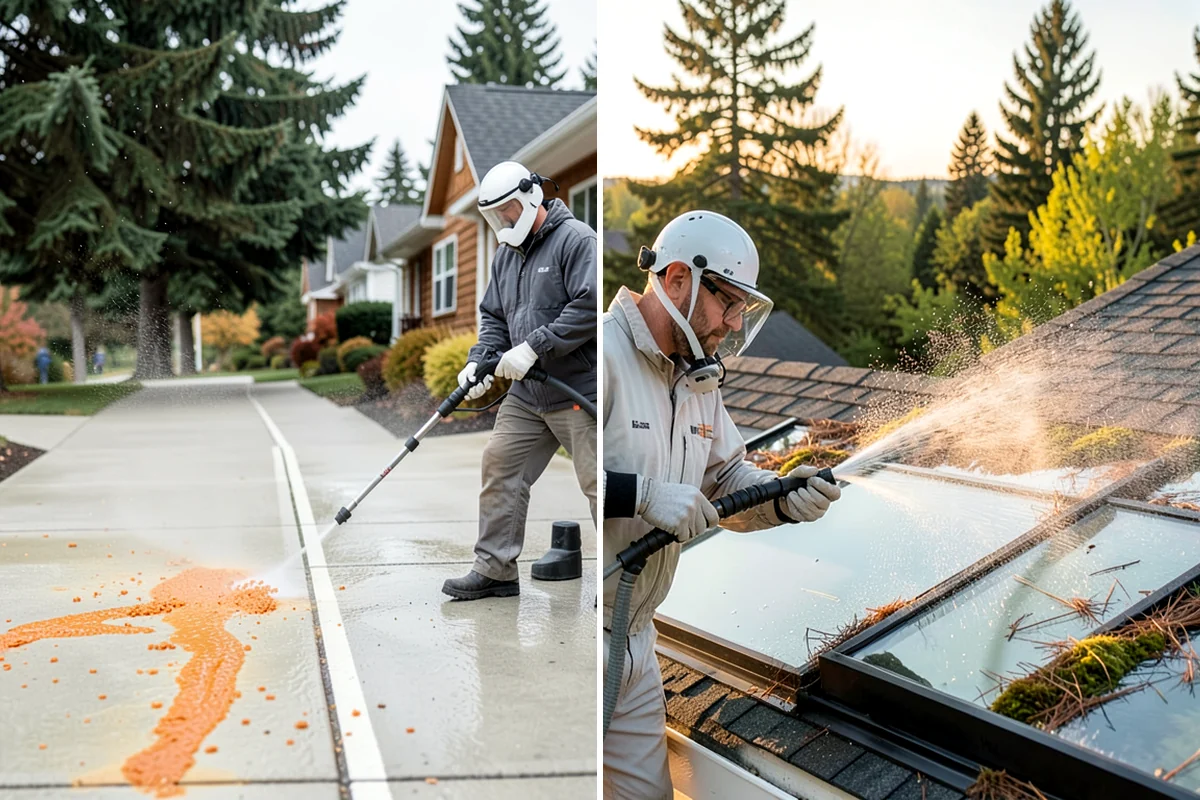 Backyard Pathway Cleaning in Normandy Park, King County, WA - Clear organic litter and trim back encroaching growth