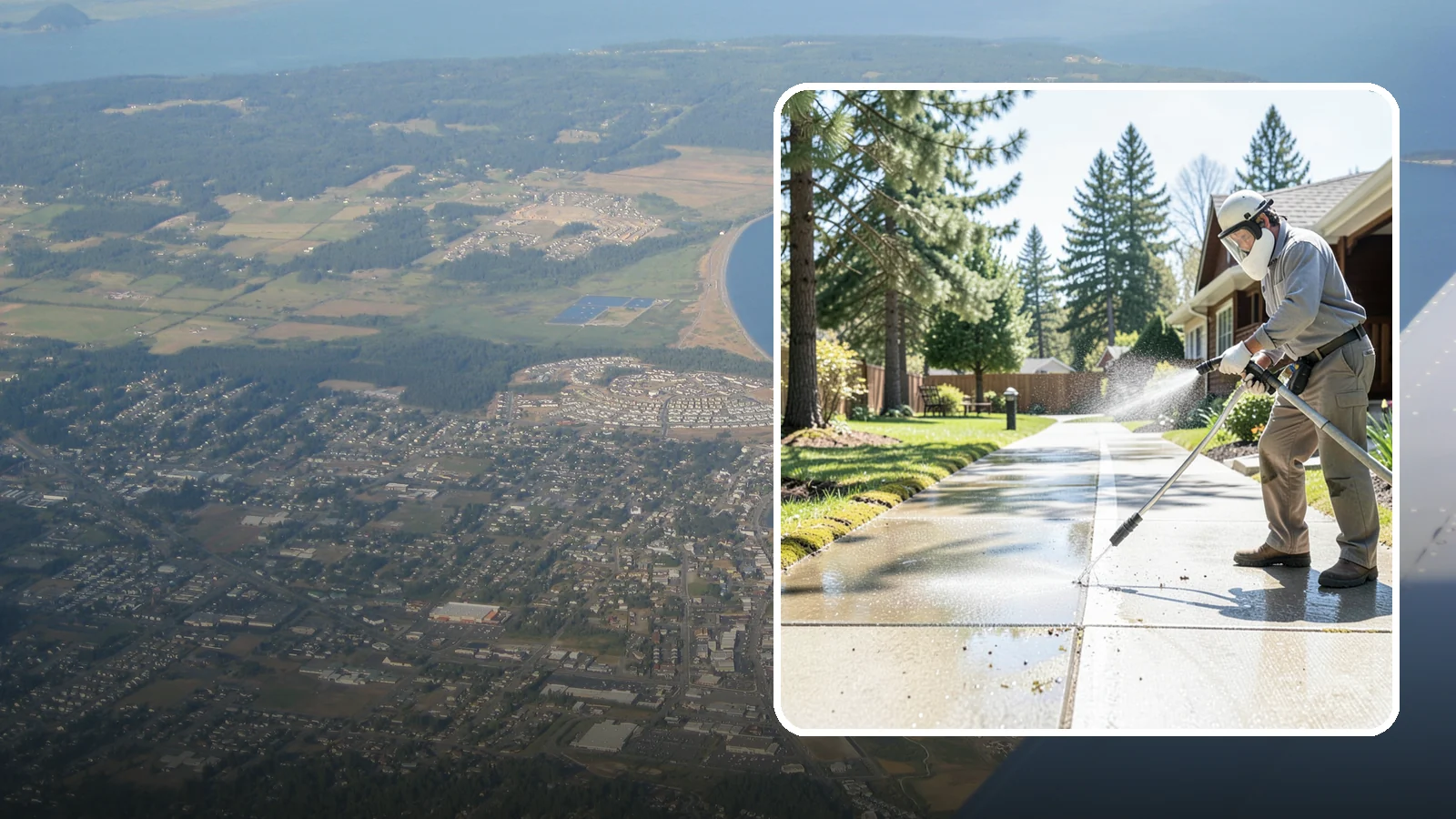Backyard Pathway Cleaning in Oak Harbor, Island County, WA - Clear shaded backyard pathways where Northwest moss and mud build up fastest.