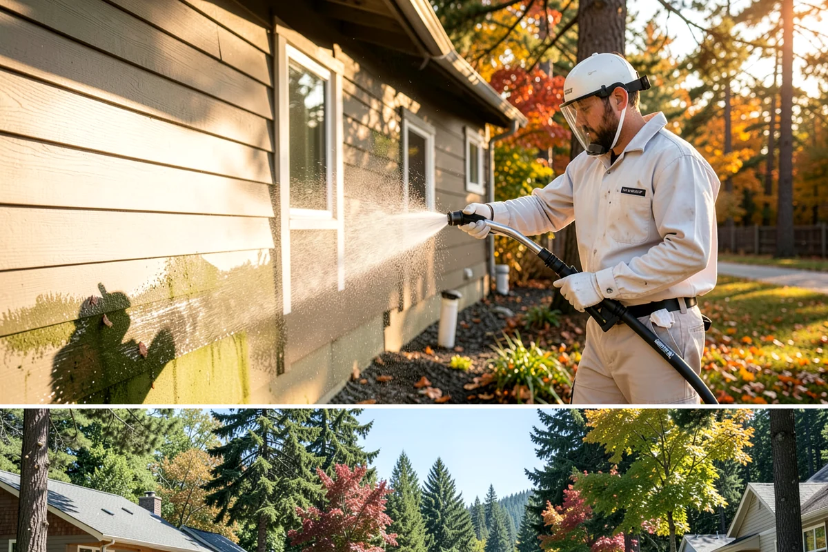 Backyard Pathway Cleaning in Orting, Pierce County, WA - Backyard pathways benefit most from a summer clean once shaded ground has dried out.