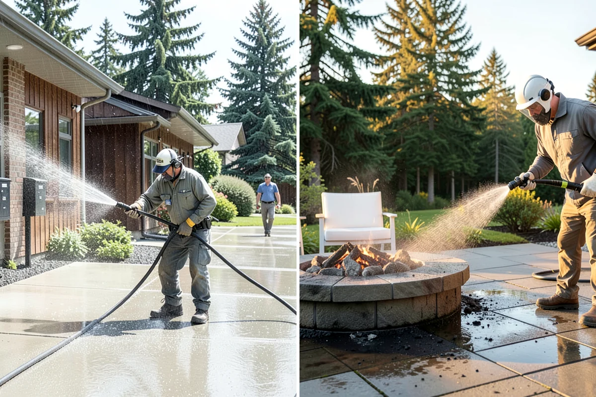 Backyard Pathway Cleaning in Puyallup, Pierce County, WA - Clear organic litter and trim back encroaching growth
