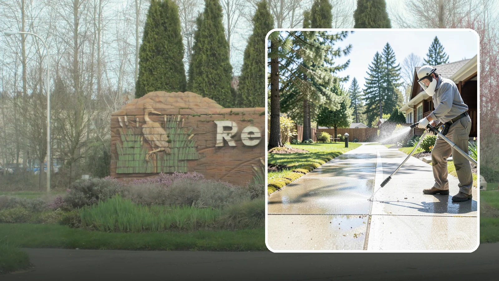 Backyard Pathway Cleaning in Renton, King County, WA - Clear shaded backyard pathways where Northwest moss and mud build up fastest.