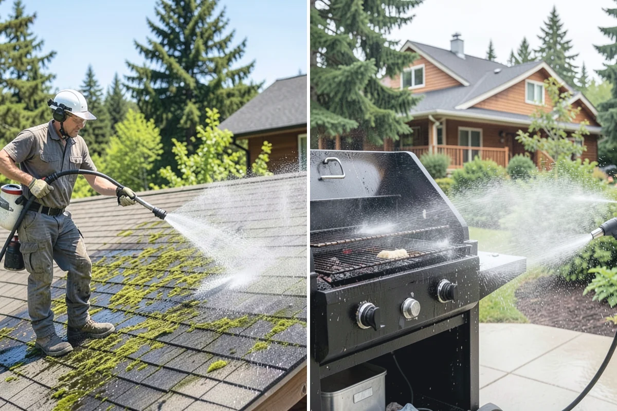 Backyard Pathway Cleaning in Renton, King County, WA - Clear organic litter and trim back encroaching growth