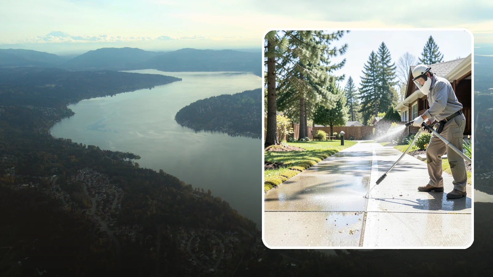 Backyard Pathway Cleaning in Sammamish, King County, WA - Clear shaded backyard pathways where Northwest moss and mud build up fastest.