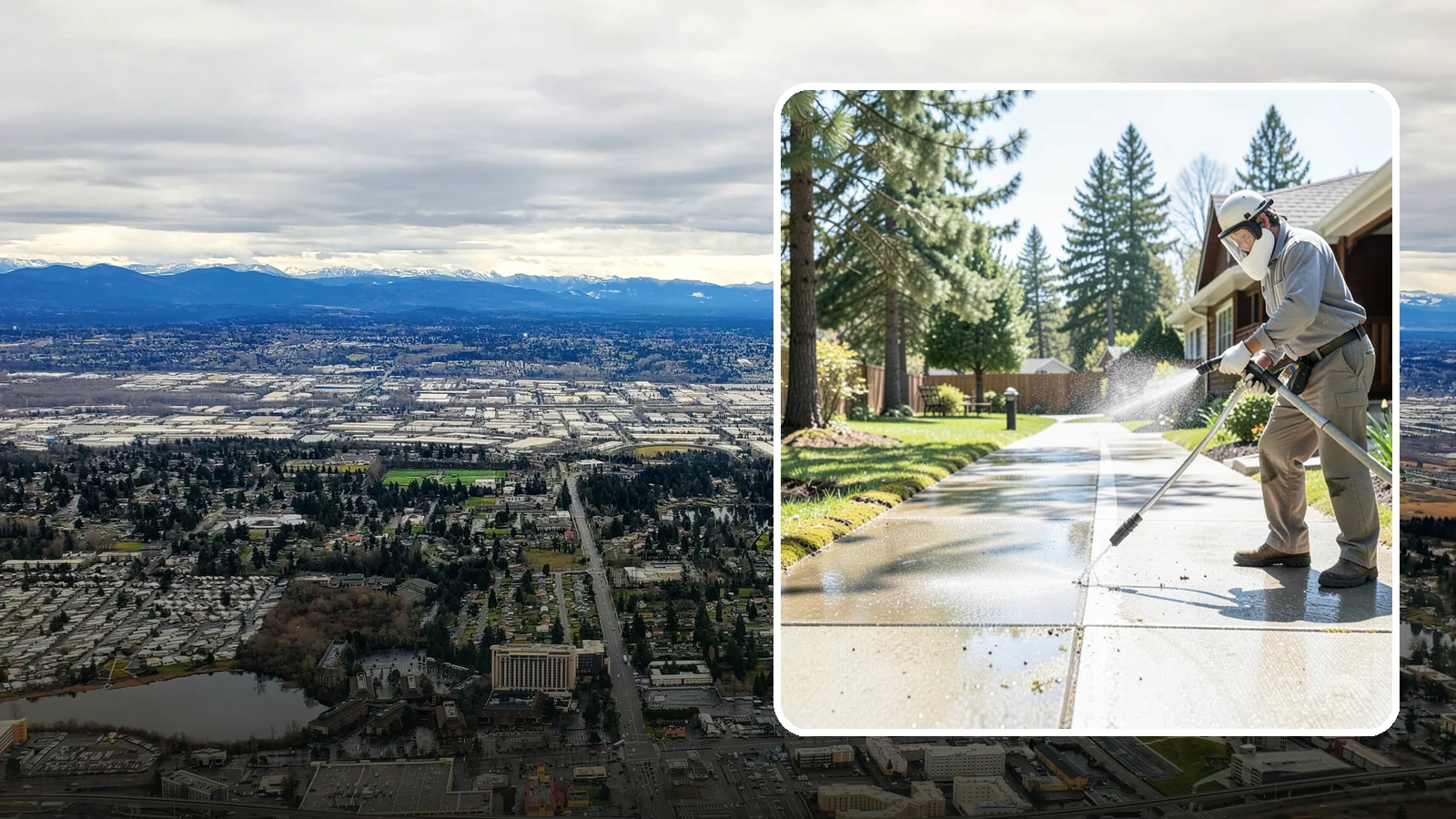 Backyard Pathway Cleaning in SeaTac, King County, WA - Clear shaded backyard pathways where Northwest moss and mud build up fastest.