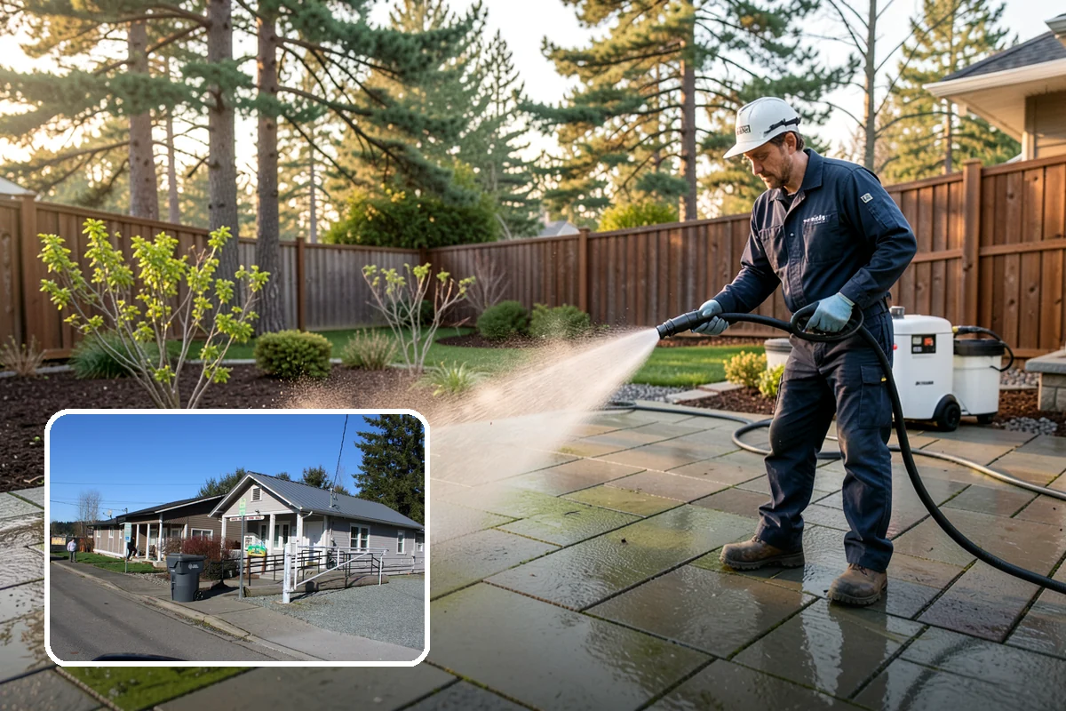 Backyard Pathway Cleaning in South Prairie, Pierce County, WA - Restores safe footing on shaded garden routes