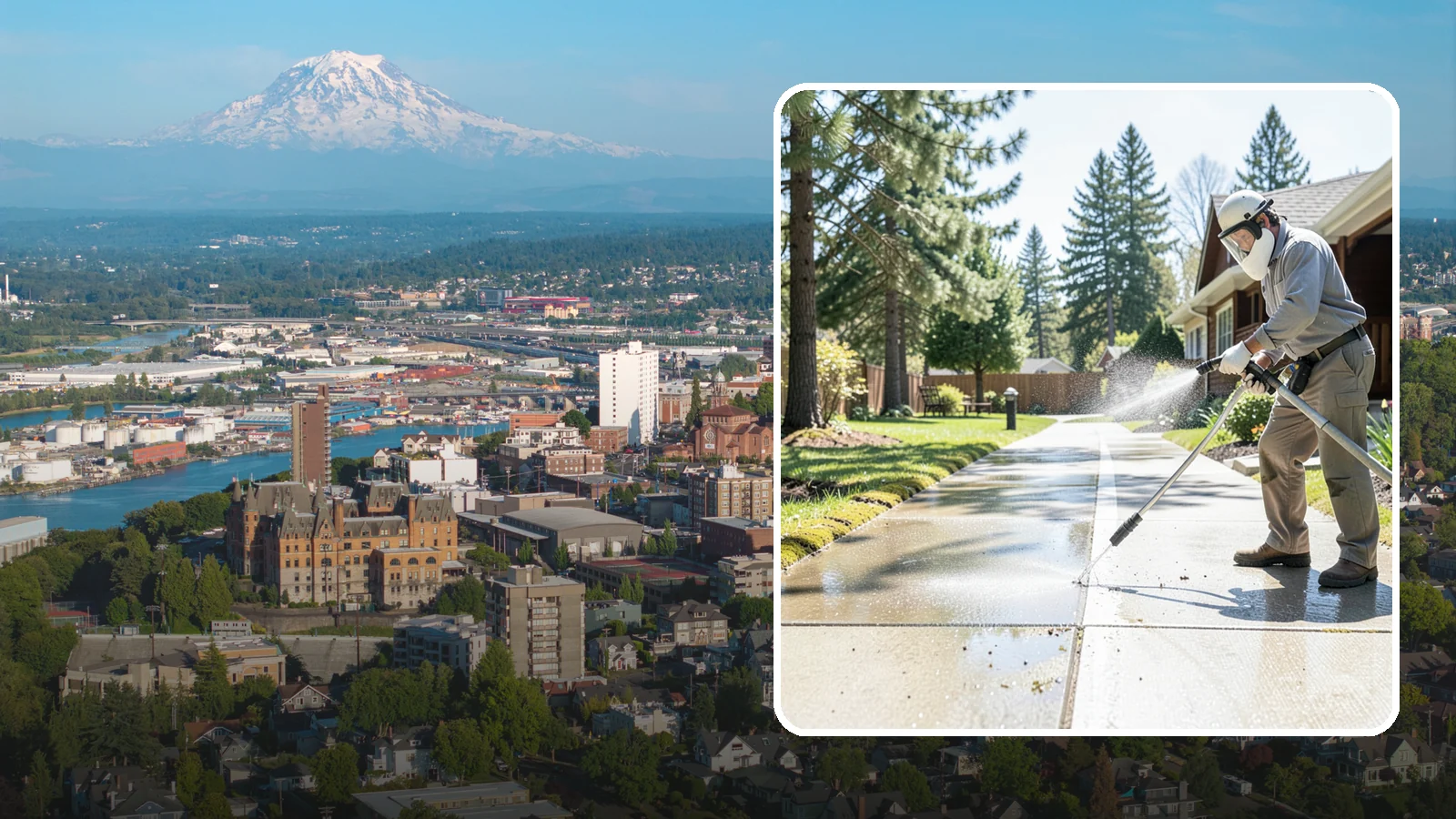 Backyard Pathway Cleaning in Tacoma, Pierce County, WA - Clear shaded backyard pathways where Northwest moss and mud build up fastest.