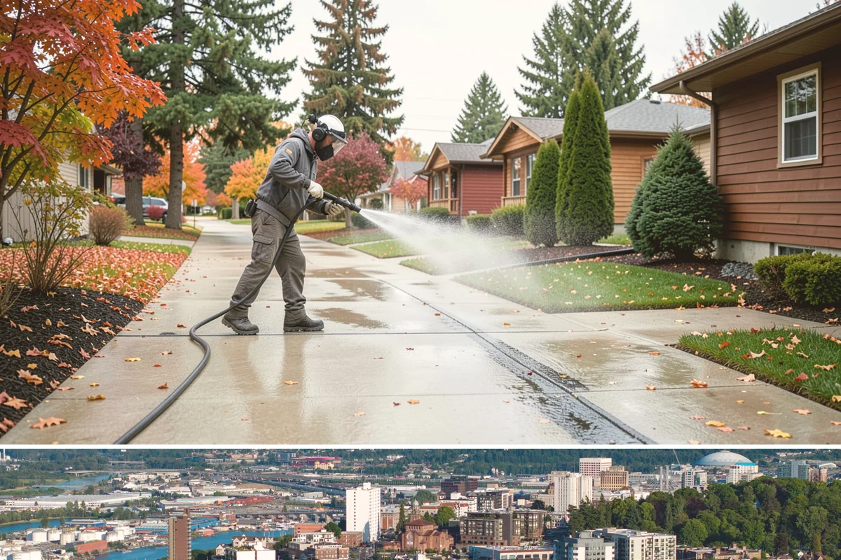 Backyard Pathway Cleaning in Tacoma, Pierce County, WA - Backyard pathways benefit most from a summer clean once shaded ground has dried out.