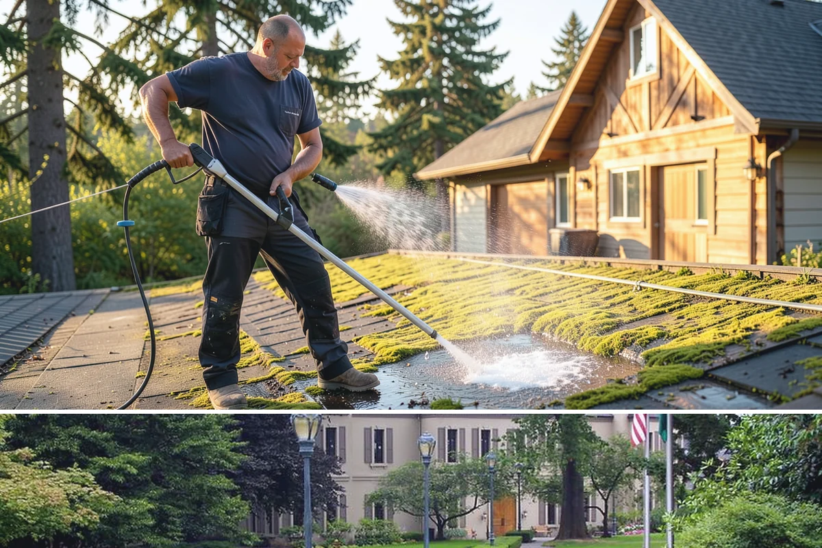Backyard Pathway Cleaning in Woodinville, King County, WA - Backyard pathways benefit most from a summer clean once shaded ground has dried out.