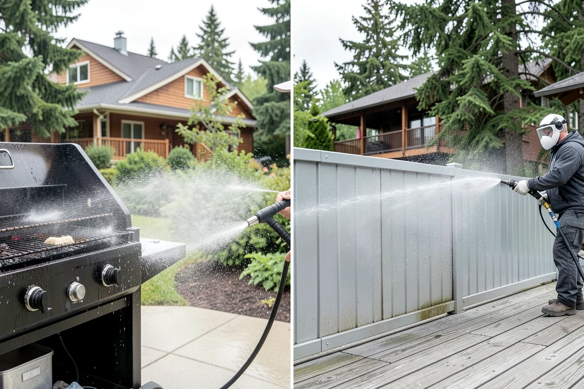 Balcony Cleaning in Arlington, Snohomish County, WA - Clear furniture and loose debris from the balcony