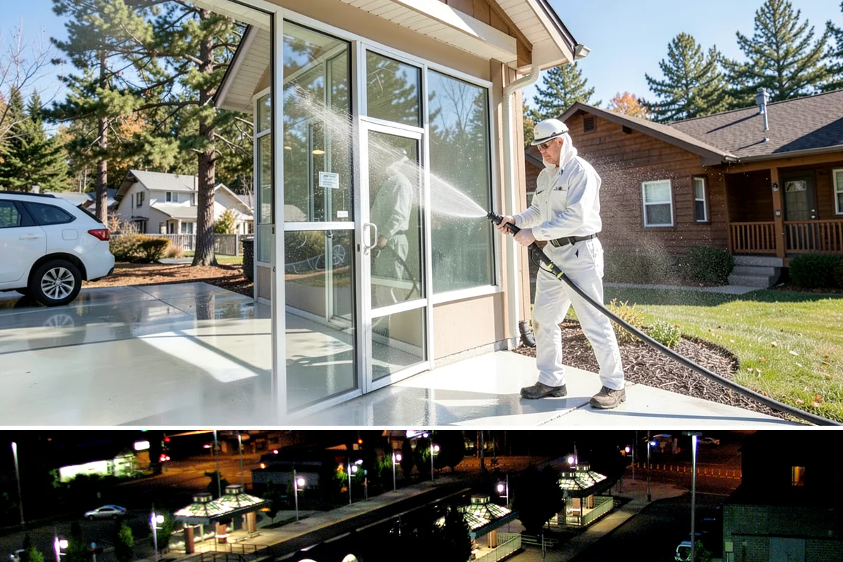 Balcony Cleaning in Auburn, King County, WA - Late spring cleaning clears winter moss and readies the balcony for warm-weather use and open views.