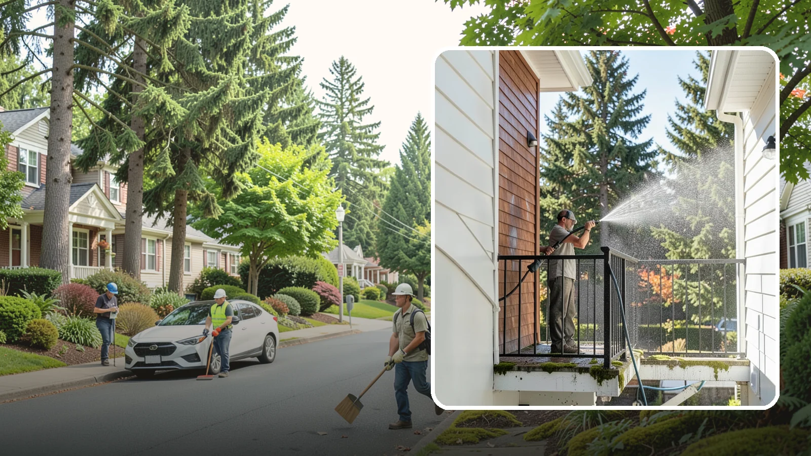 Balcony Cleaning in Beaux Arts Village, King County, WA - We wash balcony floors, rails, and undersides to lift the moss, pollen, and grime that collect on these exposed platforms.