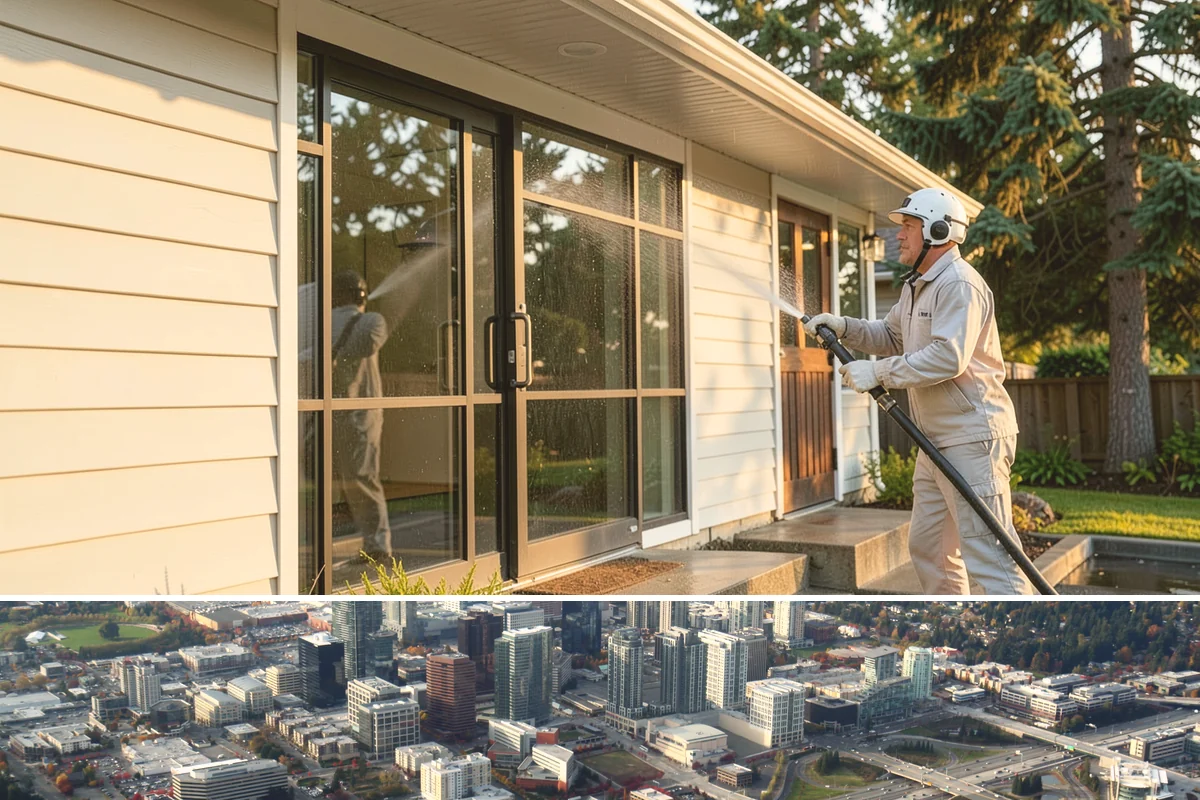 Balcony Cleaning in Bellevue, King County, WA - Late spring cleaning clears winter moss and readies the balcony for warm-weather use and open views.