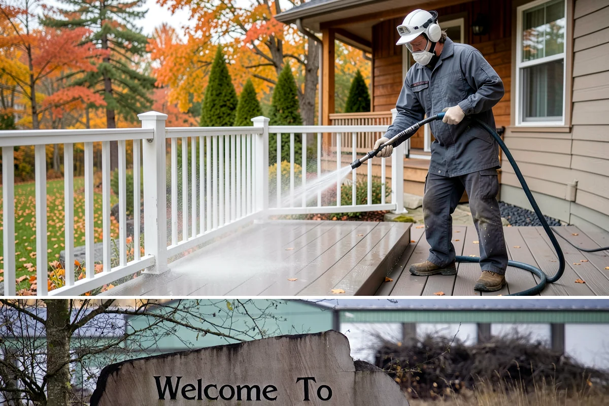 Balcony Cleaning in Buckley, Pierce County, WA - Late spring cleaning clears winter moss and readies the balcony for warm-weather use and open views.