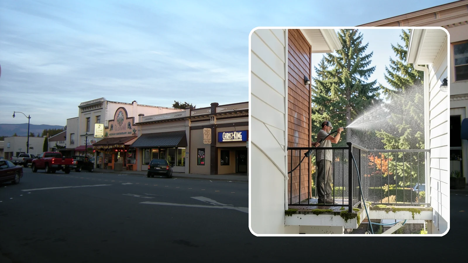Balcony Cleaning in Burlington, Skagit County, WA - We wash balcony floors, rails, and undersides to lift the moss, pollen, and grime that collect on these exposed platforms.