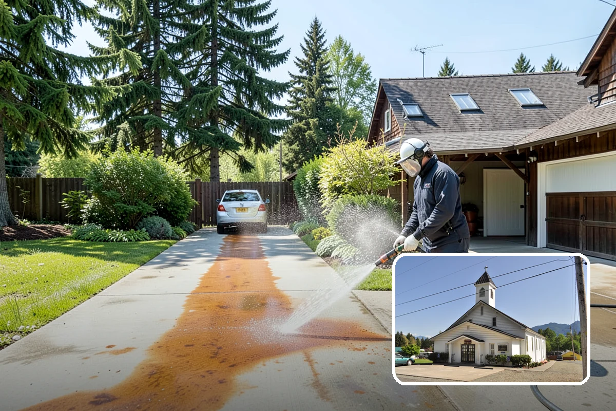 Balcony Cleaning in Concrete, Skagit County, WA - Removes slick moss and film from balcony flooring