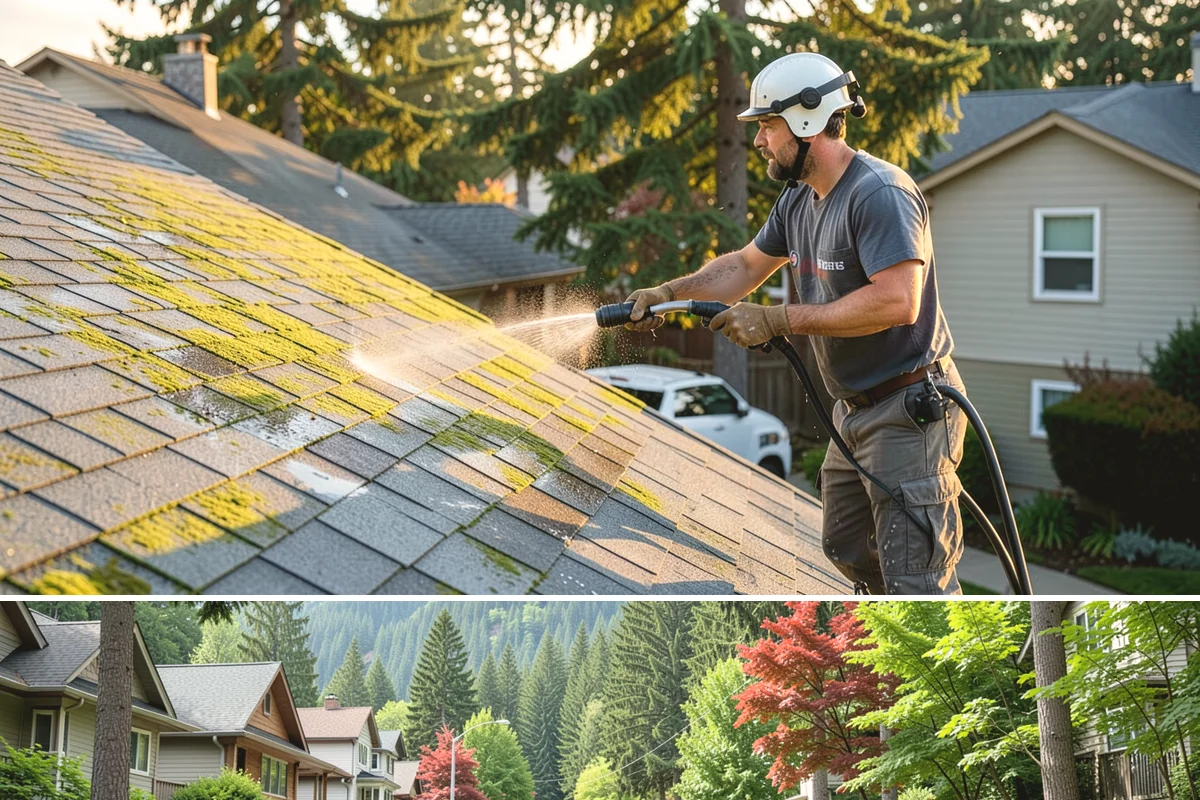 Balcony Cleaning in Darrington, Snohomish County, WA - Late spring cleaning clears winter moss and readies the balcony for warm-weather use and open views.