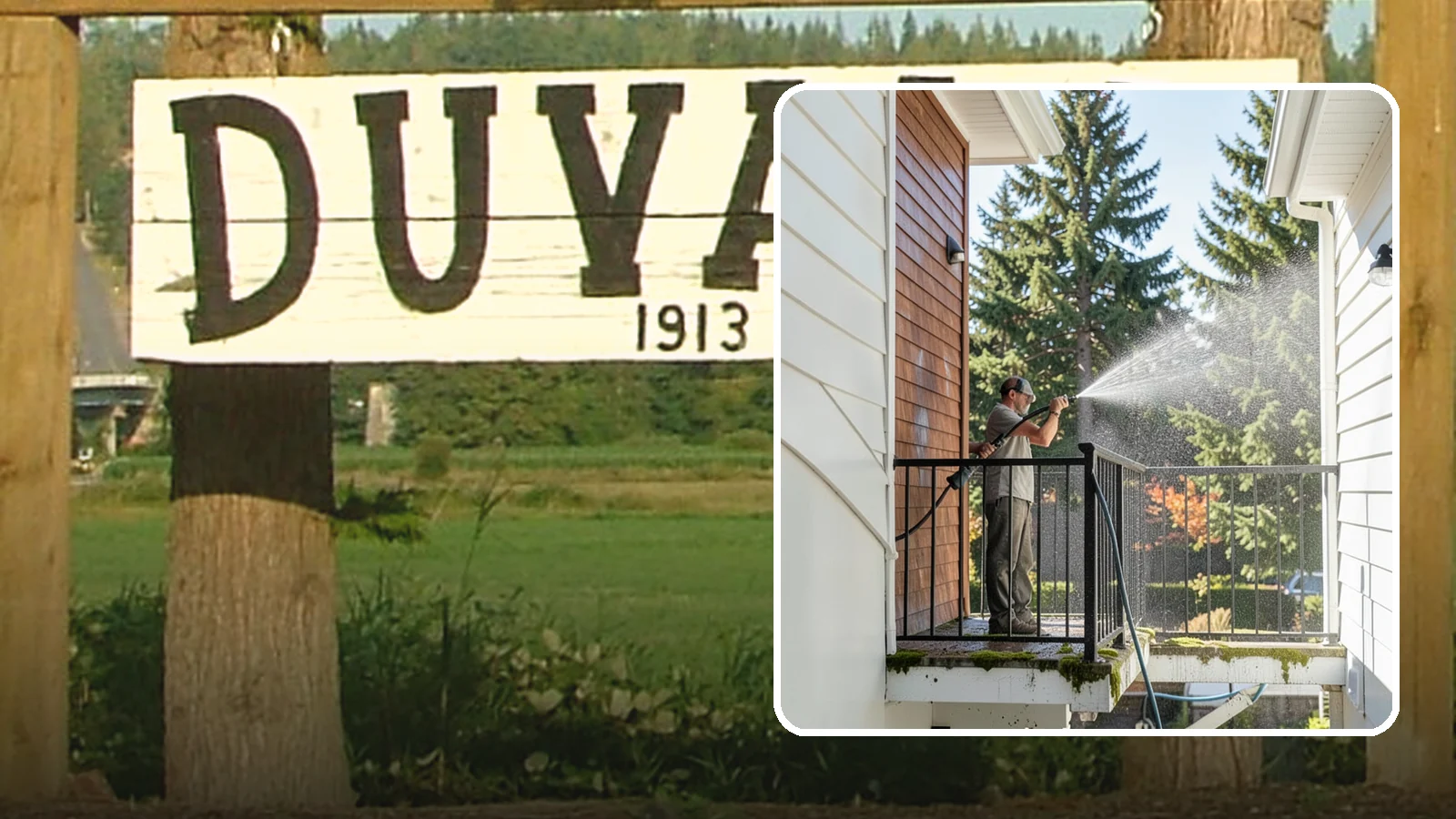 Balcony Cleaning in Duvall, King County, WA - We wash balcony floors, rails, and undersides to lift the moss, pollen, and grime that collect on these exposed platforms.