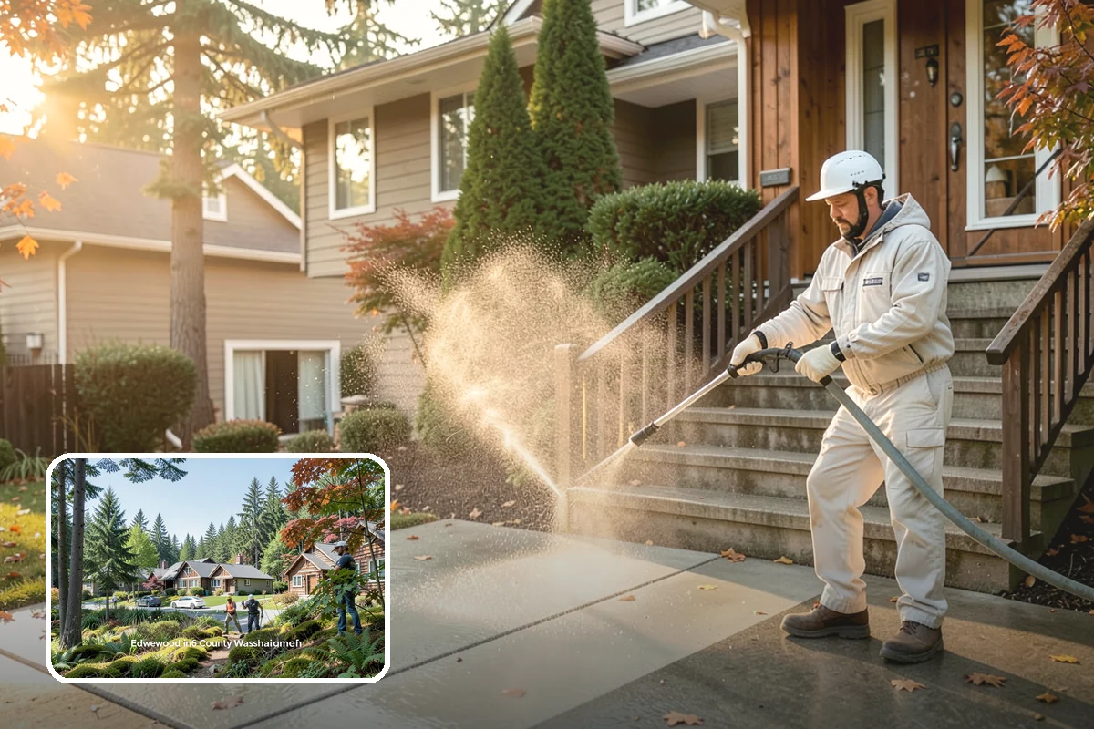 Balcony Cleaning in Edgewood, Pierce County, WA - Removes slick moss and film from balcony flooring
