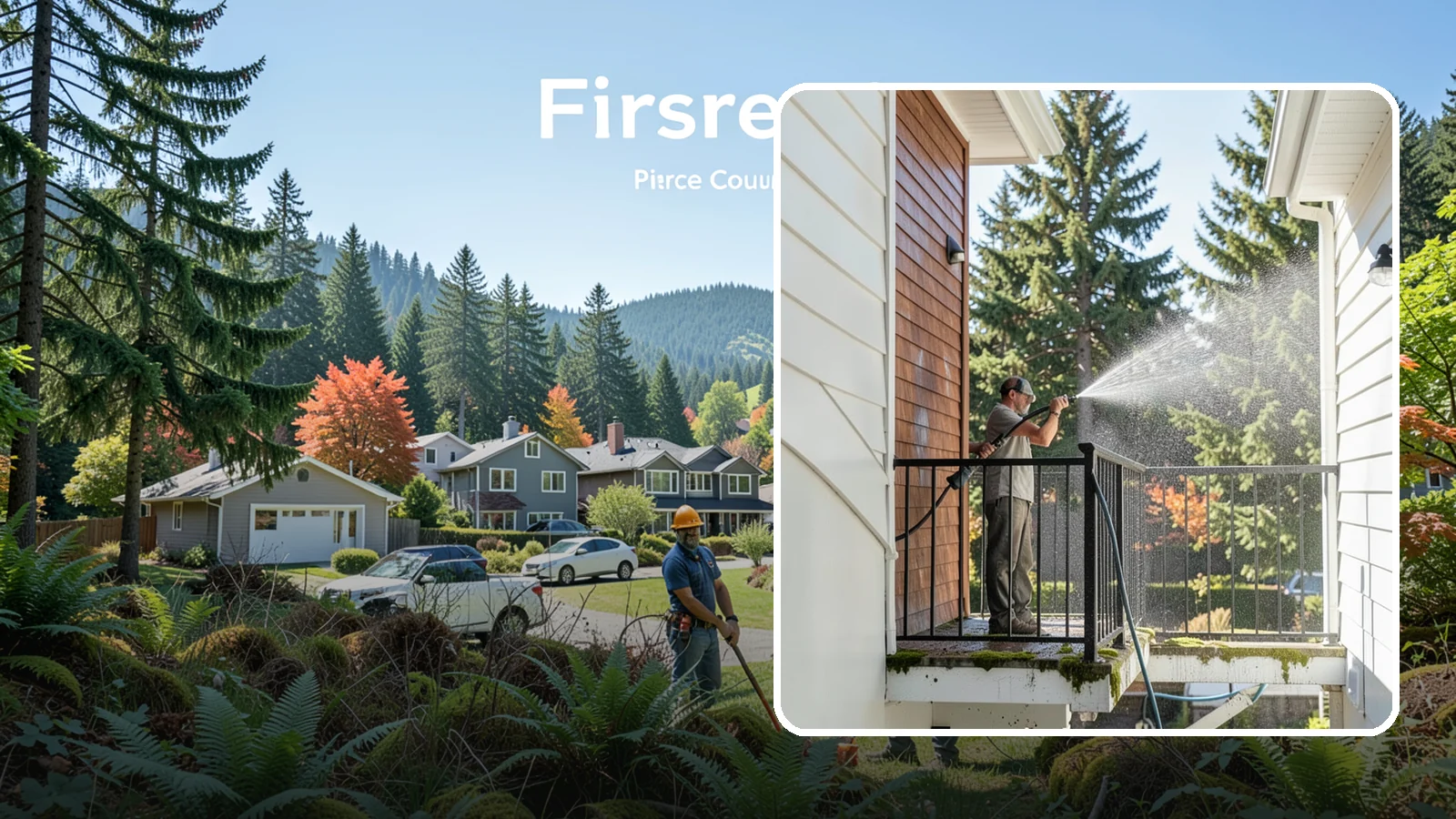Balcony Cleaning in Fircrest, Pierce County, WA - We wash balcony floors, rails, and undersides to lift the moss, pollen, and grime that collect on these exposed platforms.