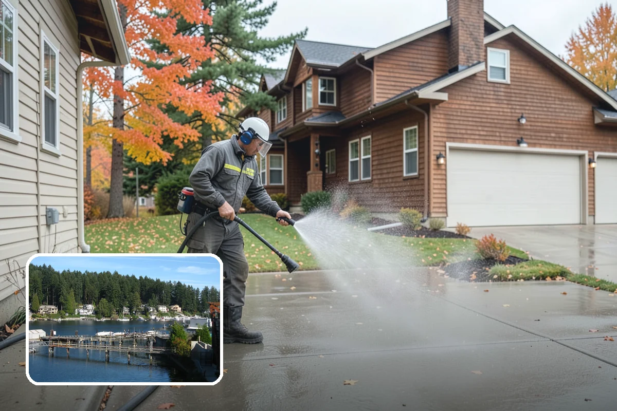 Balcony Cleaning in Gig Harbor, Pierce County, WA - Removes slick moss and film from balcony flooring