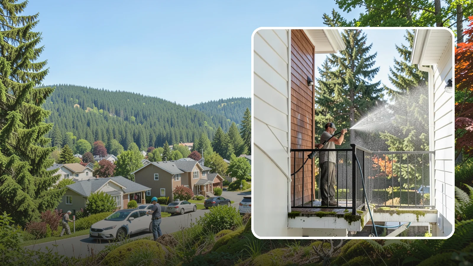 Balcony Cleaning in Index, Snohomish County, WA - We wash balcony floors, rails, and undersides to lift the moss, pollen, and grime that collect on these exposed platforms.