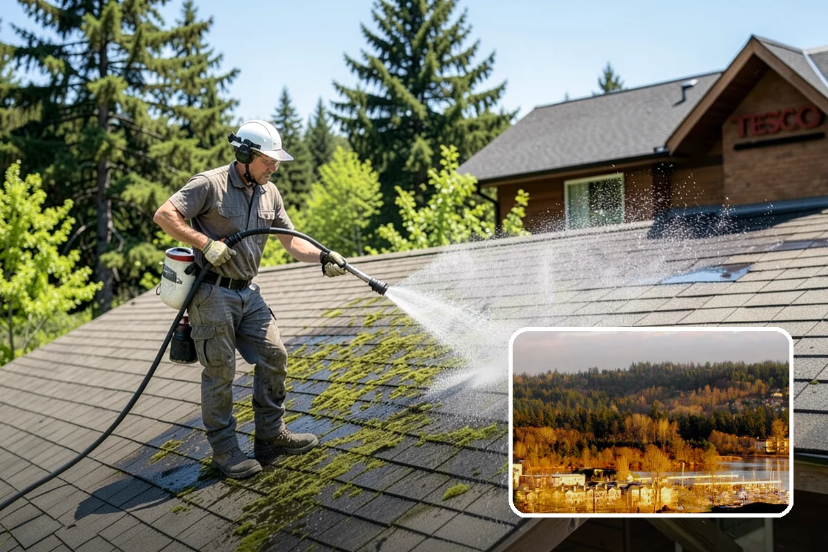 Balcony Cleaning in Kenmore, King County, WA - Removes slick moss and film from balcony flooring