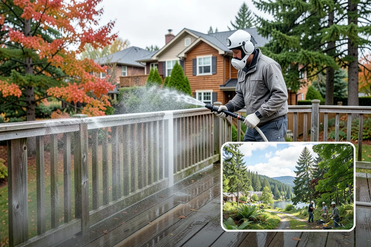 Balcony Cleaning in Lake Forest Park, King County, WA - Removes slick moss and film from balcony flooring