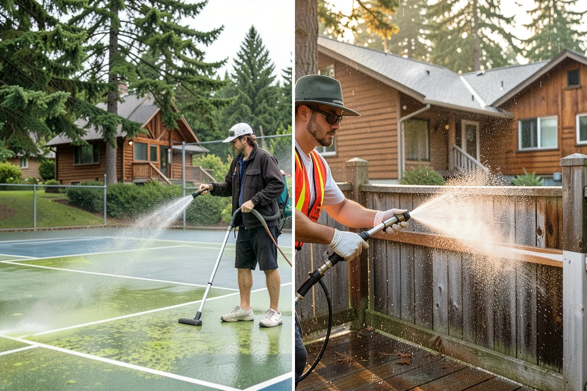 Balcony Cleaning in Lake Forest Park, King County, WA - Clear furniture and loose debris from the balcony